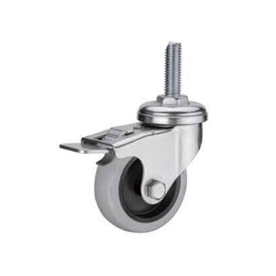 China Double Pedal Rigid Steel Brake Threaded Stem Swivel Caster Wheel With Brake for sale