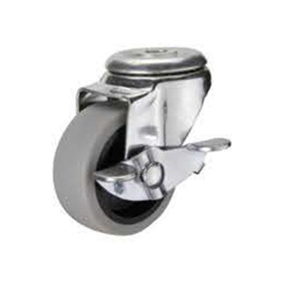 China Rigid Custom Caster Wheel Gray Tpr Small Swivel Swivel Bolt Hole Brake Design Caster Casters for sale