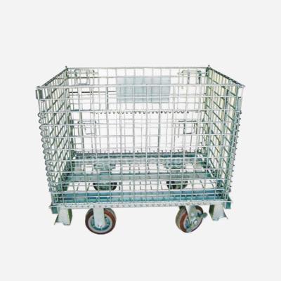 China Logistics Transportation Warehouse High Capacity Mesh Logistics Transfer Basket Warehouse Heavy Duty Steel Wire Cage for sale