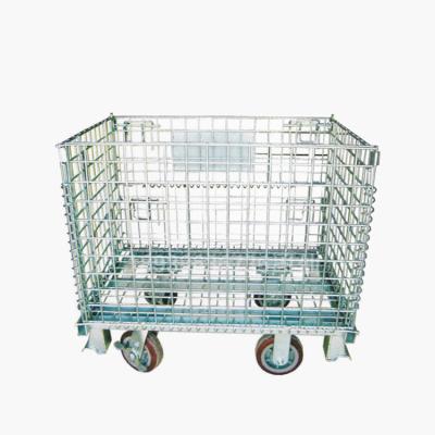 China Logistics Transportation Warehouse Logistics Transfers Pallet Cartons Folding Metal Storage Wire Steel Cages For Warehouse for sale