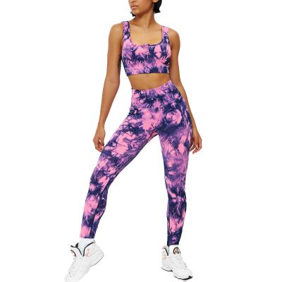 China Good Texture Breathable Hot Sales Sports Wear Link Tyed Women Training Fitness Gym Yoga Set Set for sale