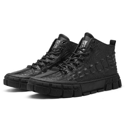 China Car Factory Supply Directly Men's Comfortable Artificial Crocodile PU Leather Quilted Leather Upper Casual Shoes for sale