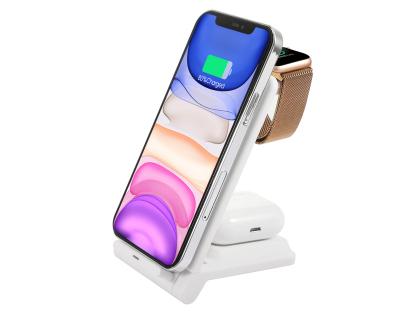 China 15W 3in1 Mobile Phone Stand Station Foldable 3 in 1 Wireless Charger for iPhone and Samsung for sale