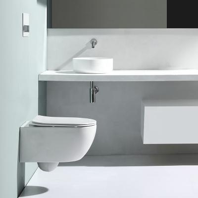 China Modern Exquisite Glossy White Ceramic Hung Cistern Toilet Wall Hung Toilet Bowl Rimless Wall Hung Toilet for sale