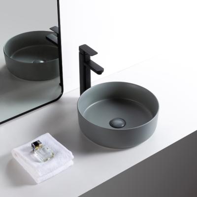 China EUROPEAN Ceramic Matte Glossy Gray Wash Basin Bathroom Vessel Sink Ceramic Vessel Sink for sale