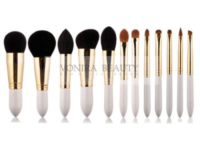 China Golden Copper Ferrule Natural Hair Makeup Brushes White Bullet Shape Handle for sale