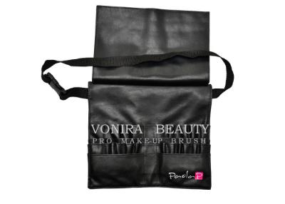 China Professional PU Cosmetic Makeup Brush Bag with Artist Belt Strap Black for sale