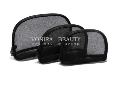 China almacenamiento del artículo de tocador del bolso del maquillaje de la cremallera de la malla del negro de la moda de las mujeres del caso cosmético del viaje 3Pcs en venta