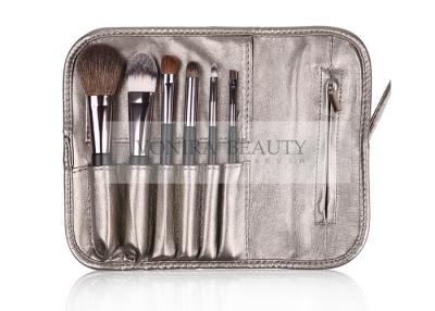 China Leather Bag Portable 6Pcs Foundation Makeup Brush Customized Logo for sale