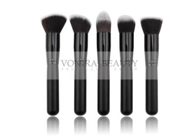 China Sistema de cepillo facial negro elegante del maquillaje de 5 PCS Kabuki con el vegano dual Taklon del tono en venta