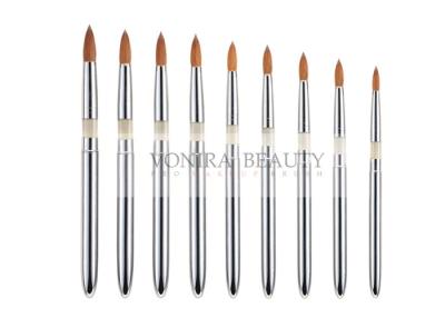 China Round Tapered Nature Nail Art Brush Set With Acrylic And Aluminum Handle for sale