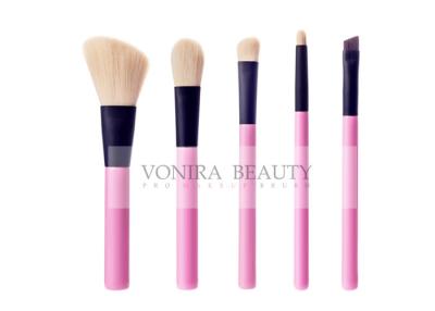 China Fasionable 5pcs Makeup Brush Gift Set With Pink Handle And Black Ferrule for sale