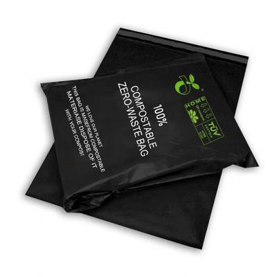 China BIODEGRADABLE Cornstarch Eco Clothing Packaging Eco Bags Mailing Stock Black Mailer Compostable Bag for sale