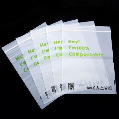 China Reusable CPE EVA Frosted Zipper Plastic Bag Cornstarch PLA Zip Lock Compostable Bag Barrier Packaging Bag For Cloth Packing for sale