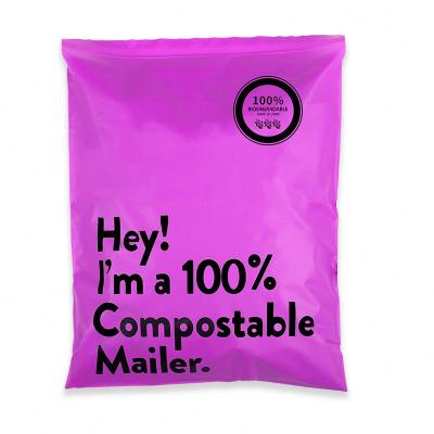 China Low MOQ 100% Biodegradable Custom Compostable Logo Courier Bag Cornstarch Mailer Plastic Mailing Bags for sale