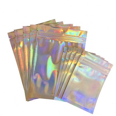 China Barrier Custom Printed Clear Hologram Mylar Flat Pouch Holographic Mini Packet For Lashes Lip Gloss Cosmetic for sale