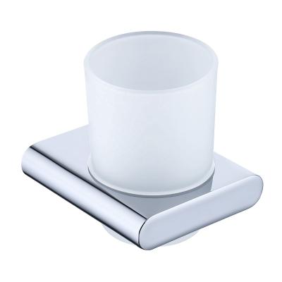 China Contemporary Simple Toothbrush Holder Cup Holder Glass Round Tumbler Wall Mounted Bathroom Accessories Zinc Alloy for sale