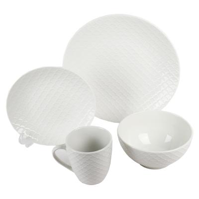 China Sustainable High Grade Style Fish Scale Pattern Dinnerware Set Western Dinner Dishes for sale