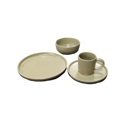 China Sustainable dinnerware set ceramicwhite dinner set porcelain color glaze dinner set ceramic stoneware for sale