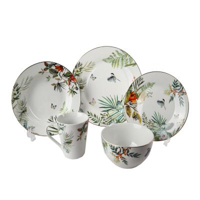 China Flower and Bird Painting Pastoral Style Viable Traditional Chinese Classical Ceramic Tableware for sale