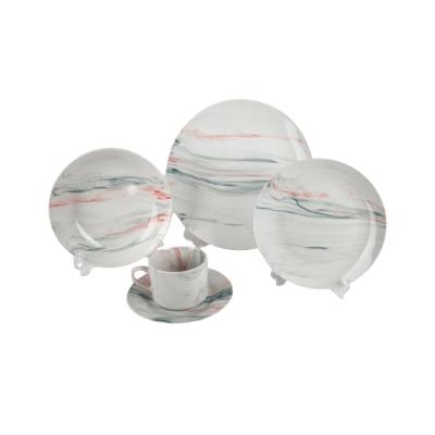 China Sustainable Marble Pattern Ceramic Dinnerware Set for sale