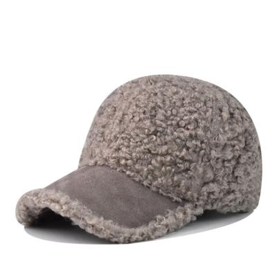 China JOINT Ladies Fashion Warm Winter Woolen Fur Baseball Cap Women Furry Baseball Cap for sale