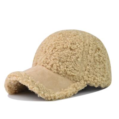 China COMMON winter hats fur baseball cap winter warm casual women lamb wool plush baseball cap for sale