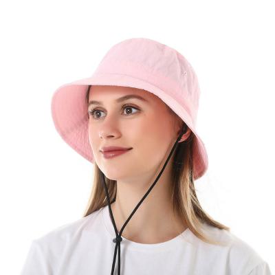 China Picture 2021 Sun Protection Bucket Hat Bucket Hat Soft Nylon String Bucket Hat for sale