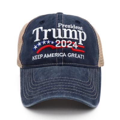 China COMMON Washed Cotton Mesh Trucker Hats Trump Hat Keep America's Big Vote Trump Cap Hats Men 2024 for sale