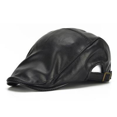 China Image Mens Ivy Hat Solid Leather Gatsby Hat Golf Driving Hat Winter Newsboy Middle Aged Hat For Men for sale