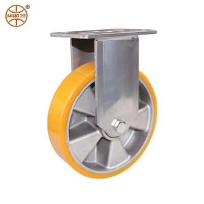 China swivel & Rigid Total Brake 125 150 200 Elastic Industrial Flexible PU Tug Trailer Caster Heavy Duty 250 Diameter/Roll Aircraft Impact Resistance for sale