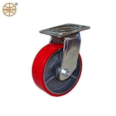 China Building Material Stores Mingze 5.6mm Top Plate Galvanized Polyurethane Casters/Pu Casters Yoke/Housing/Bracket Thickness 5mm 4