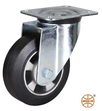 China Castors And Elastic Rubber Wheels Caster With Aluminum Core for sale