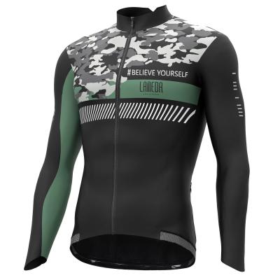 China LAMEDA Anti-UV Breathable Elastic Sports Tops Mens Cycling Long Sleeve Cycle Italian Fabric Jersey for sale