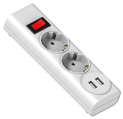 China 10A 250V Euro Residential / General Purpose 2 Strip Socket Outlet With 2 Port USB for sale