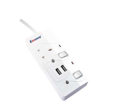 China Residential / General Purpose with 2 USB Power Strip Extension Cable UK Plug for sale