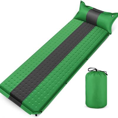 China Memory Foam Sleep Pad Camping Mat Inflatable Self-Inflating Ultralight Lightweight Compact Air Mattress Built-in Pump With Pillow for sale