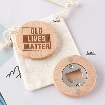 China Easy Open Bottle in a Second Nature Beech Wood Laser Mask Engraved Bottle Opener for sale