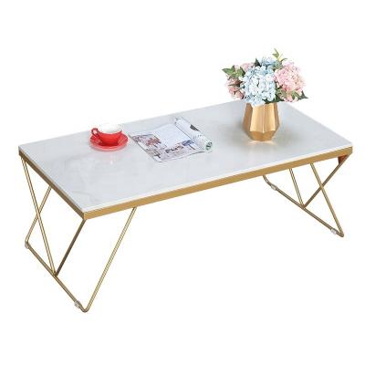 China 2021 New Design Expandable Marble Wrought Iron Metal Coffee Table Top Furniture for sale