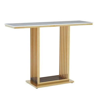 China (Other) Modern Light Luxury Marble Gold Plated Porch Table Adjustable Stainless Steel Base Creative Design for sale