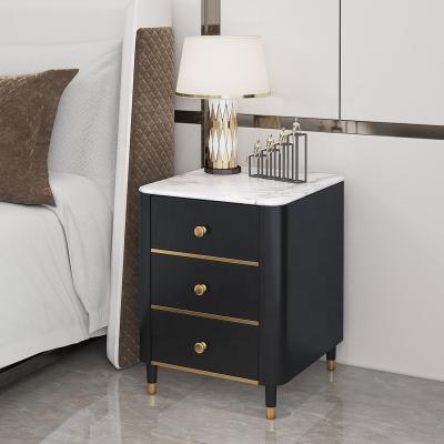 China Modern Simple Luxury Marble Solid Wood Side Built-in Wardrobe Bedside Table Bedroom Drawer Cabinet (Other) Adjustable Nordic Light for sale