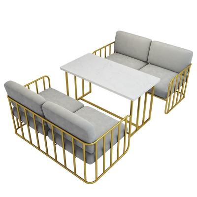 China (Other) Modern Fabric Adjustable Sofa Simple Restaurant Marble Table and Leisure Sofa Coffee Table Chair Combination for sale