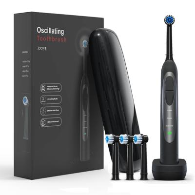 China Pressure Sensor T2231 Smart Pressure Sensor Electric Toothbrush 360 Rechargeable Black Toothbrush Round Toothbrush for sale