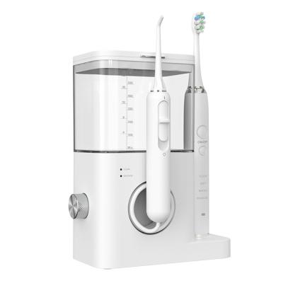 China Combo With 600ml 2 Button Dental Jet Water Pick Countertop Metallic Water Flosser And 40000VPM 4 Modes Electric Toothbrush Combo for sale