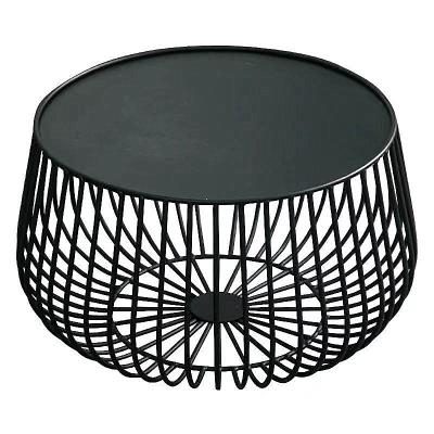 China Small Storage Coffee Table Around Table Light Luxury Wrought Iron Living Room Furniture Ottoman for sale