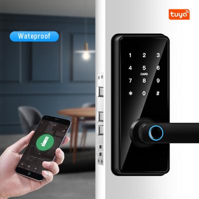 China TTlock Tuya Wood App Lock Maker Fingerprint Digital Handle Door Lock Julu Door Smart Door Lock for sale