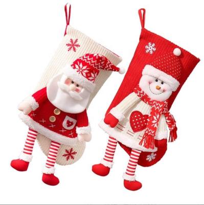 China Christamas Home Decoration Santa Snowman Xmas Character Christmas Stocking Hanging Socks for Christmas Tree Fireplace for sale