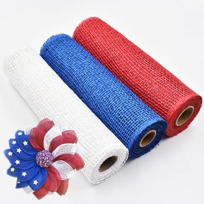 China Party Accessories Factory Wholesale USA Independence Day DIY Braids Polyester Mesh Rolls for sale