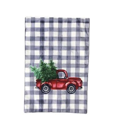 China Personalized Other Burlap Double Side Plaid Christmas Sublimation Garden Flag for sale