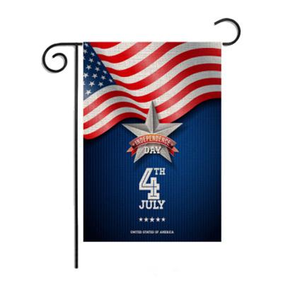 China Custom Hanging Faux Burlap Double Print Independence Day Garden American Flag for sale